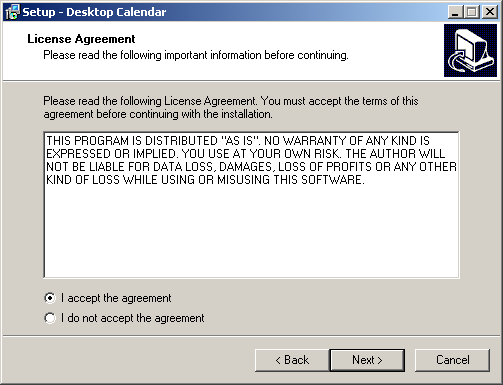 installer license agreement screenshot