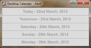 alert window with no events screenshot
