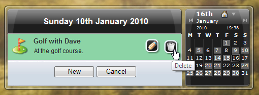 event flyout delete button screenshot
