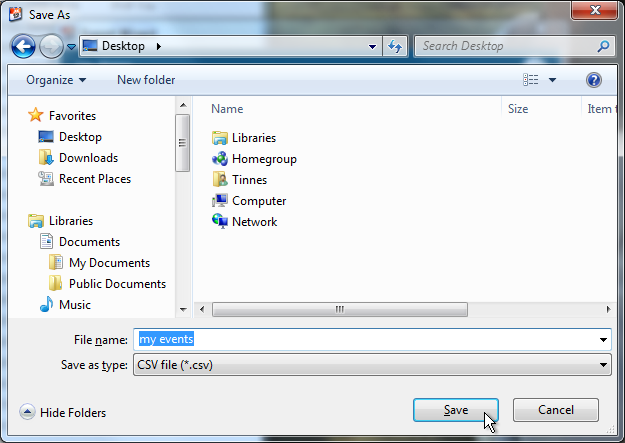 export file dialog screenshot