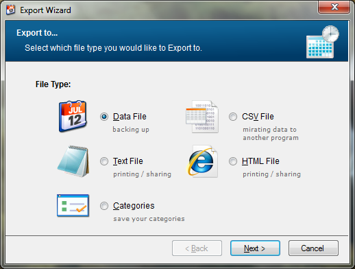 export file type dat screenshot