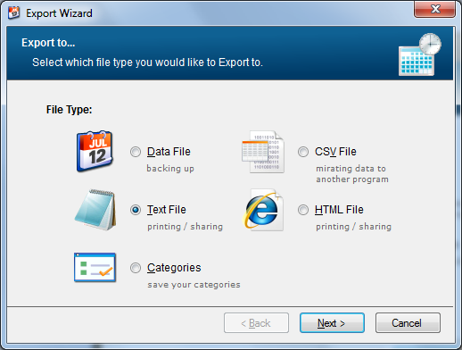 export file type text screenshot