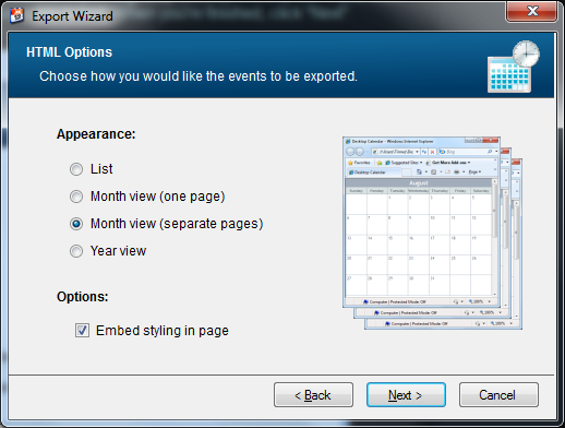export html options screenshot