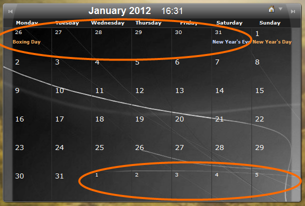 extra days large calendar screenshot