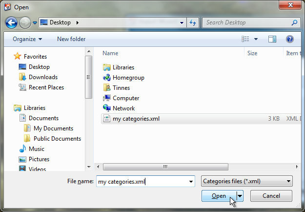 import file dialog screenshot