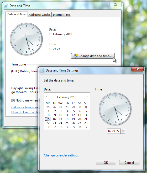 changing time and date screenshot