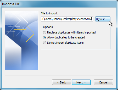 outlook open file to import