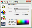 Popup Pad Appearance Settings