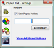 Popup Pad Hotkey Settings